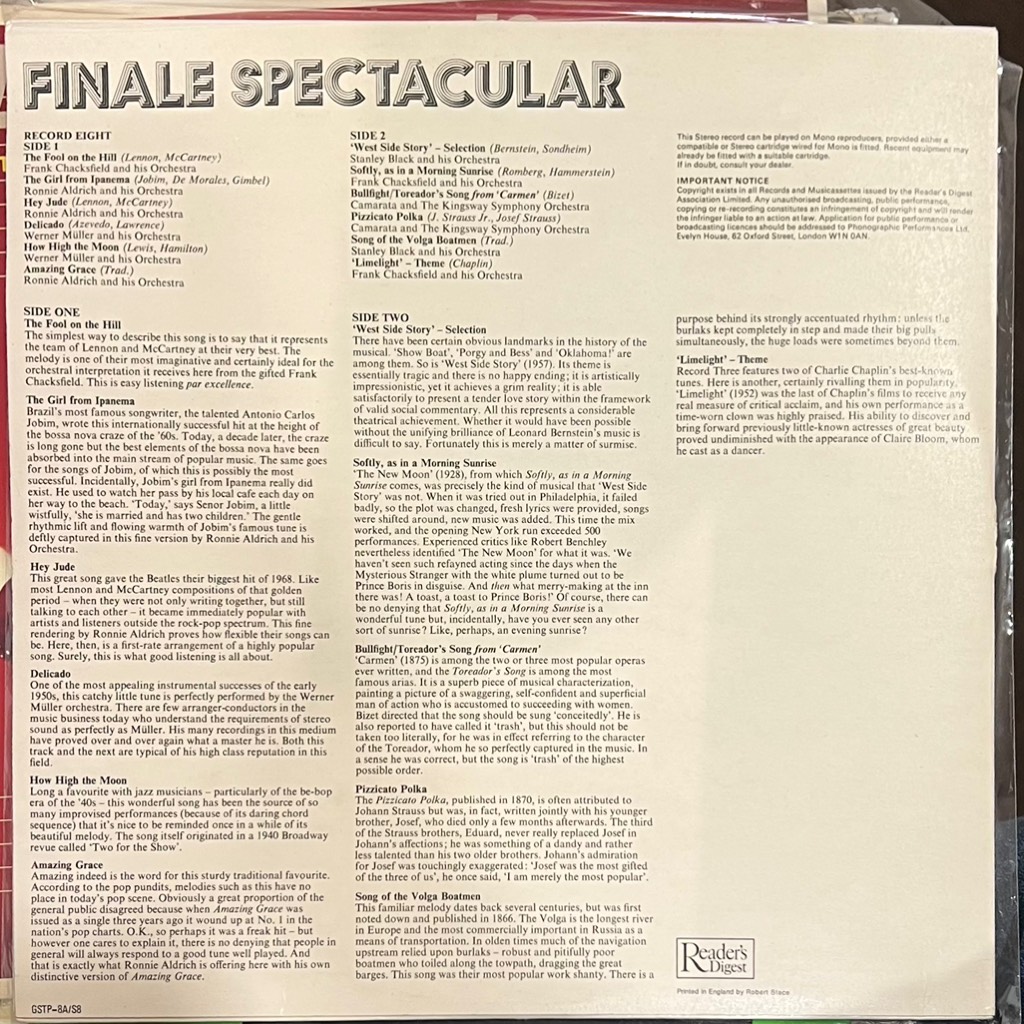 vinyl Finale Spectacular Record 8