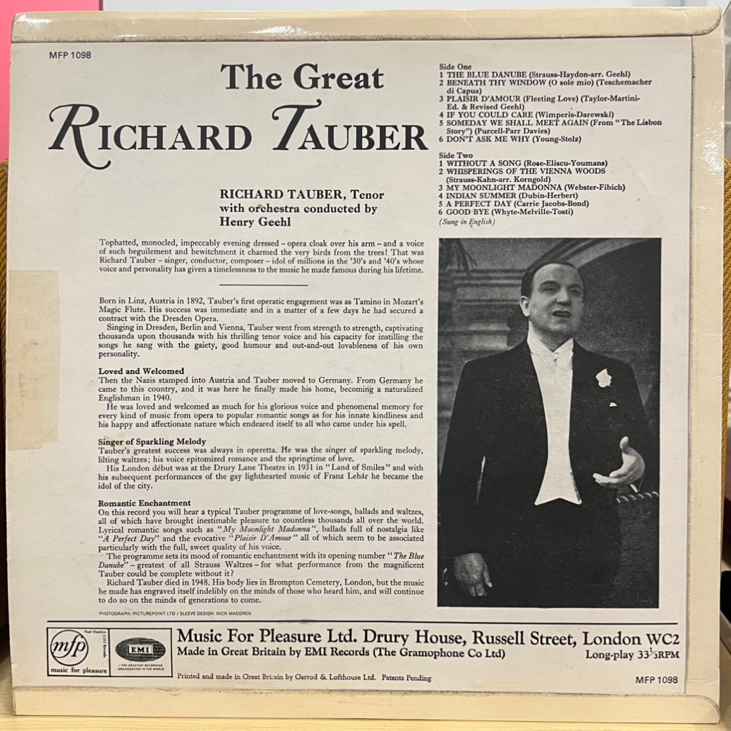 vinyl Richard Tauber – The Great Richard Tauber