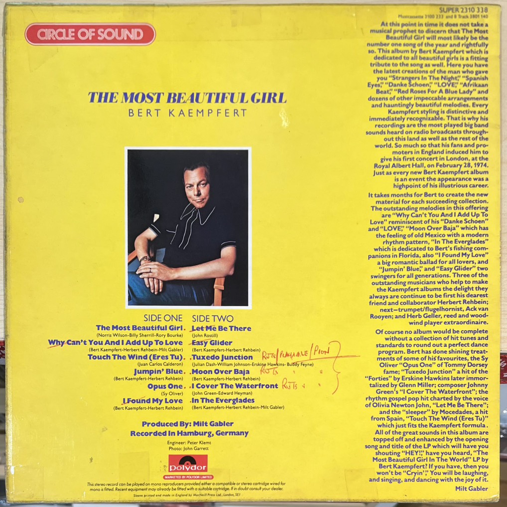vinyl Bert Kaempfert – The Most Beautiful Girl