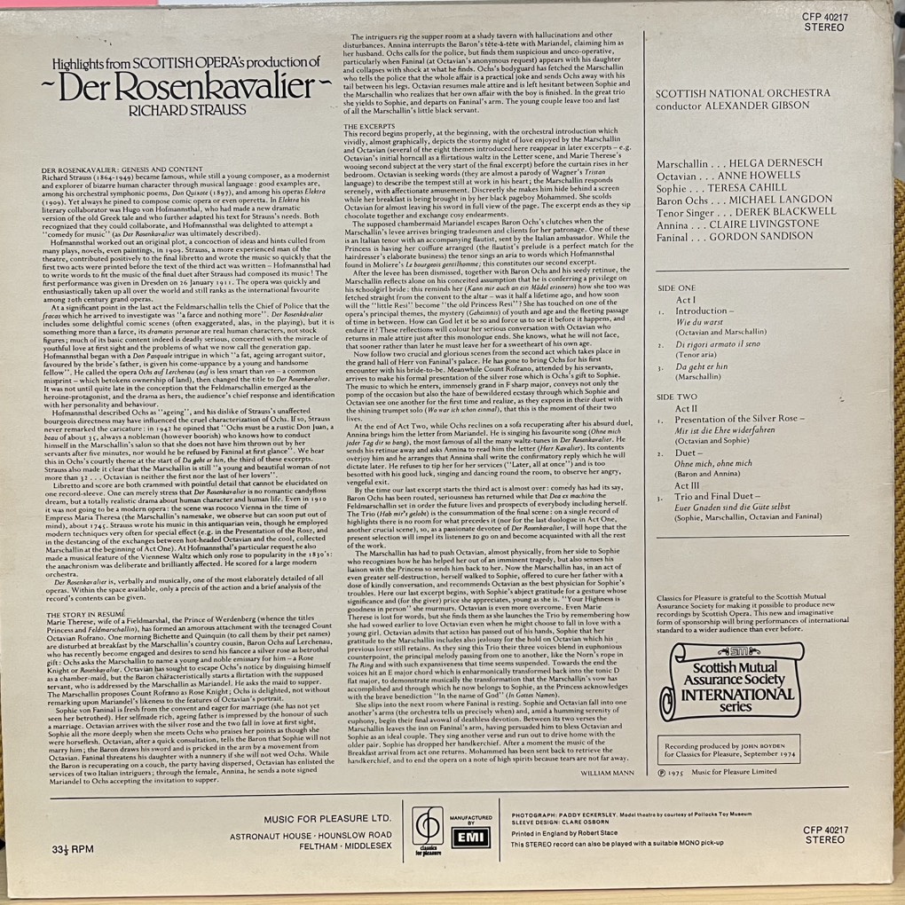 thuê vinyl Richard Strauss, Alexander Gibson Conducts The Scottish National Orchestra – Highlights From Scottish Opera's Production Of Der Rosenkavalier