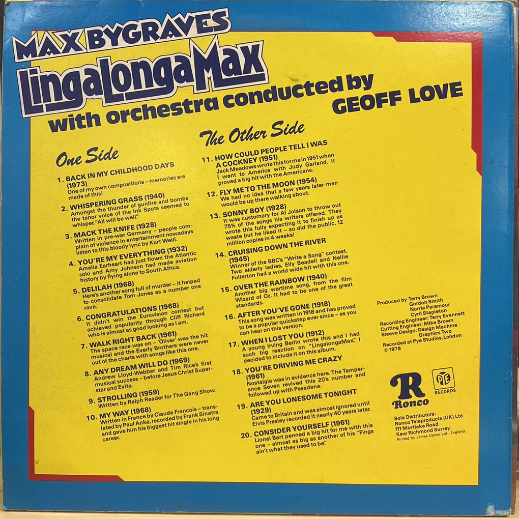 vinyl Max Bygraves – LingaLongaMax