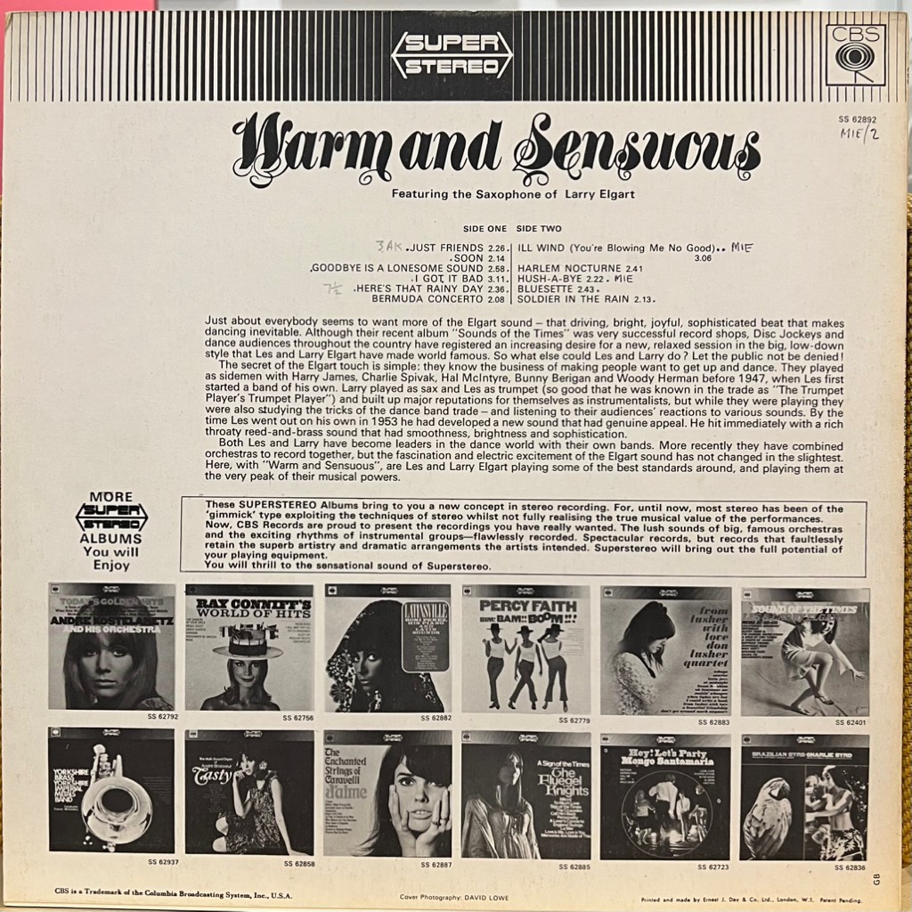 vinyl Les & Larry Elgart – Warm And Sensuous