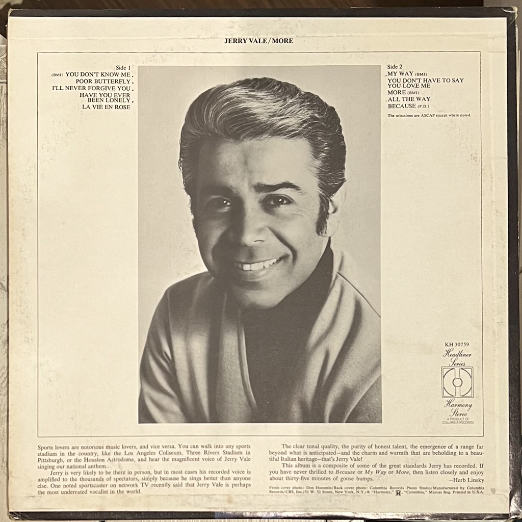 vinyl Jerry Vale – More