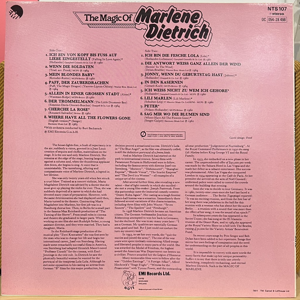 thuê vinyl Marlene Dietrich – The Magic Of Marlene Dietrich