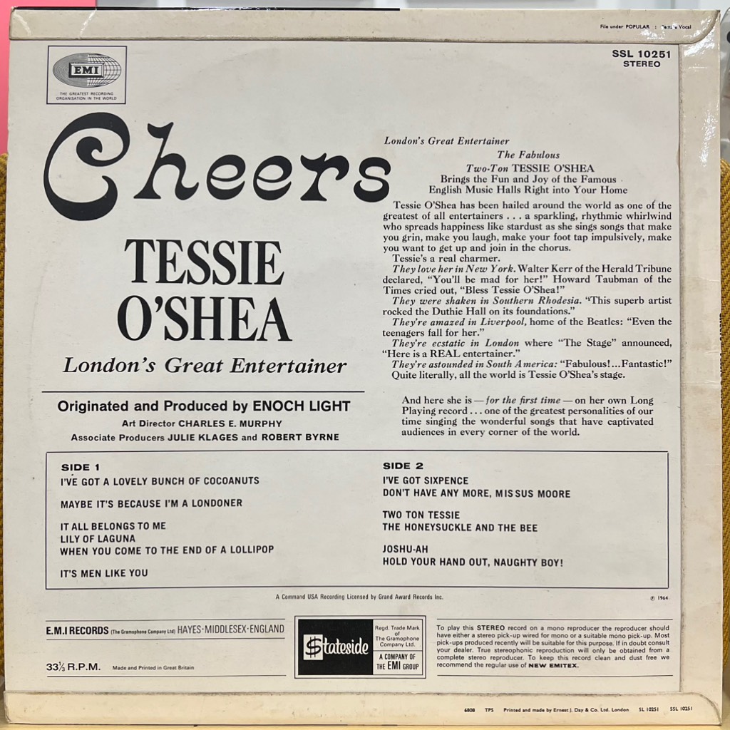 vinyl Tessie O'Shea – Cheers