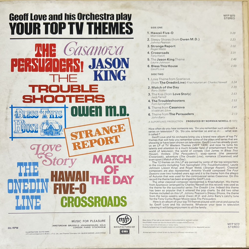 vinyl Geoff Love And His Orchestra – Your Top TV Themes