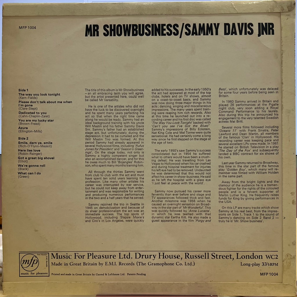 vinyl Sammy Davis Jr. – Mr Show-Business