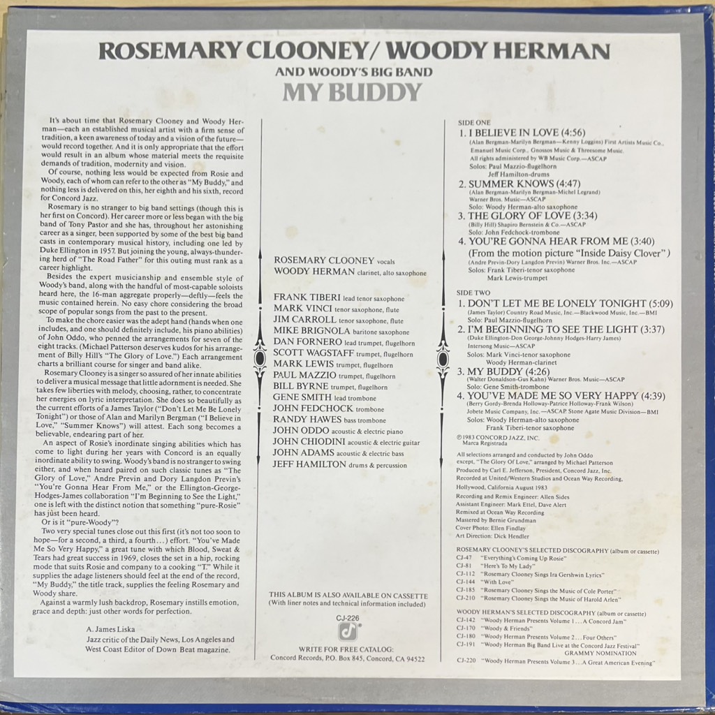 vinyl Rosemary Clooney / Woody Herman And Woody's Big Band – My Buddy