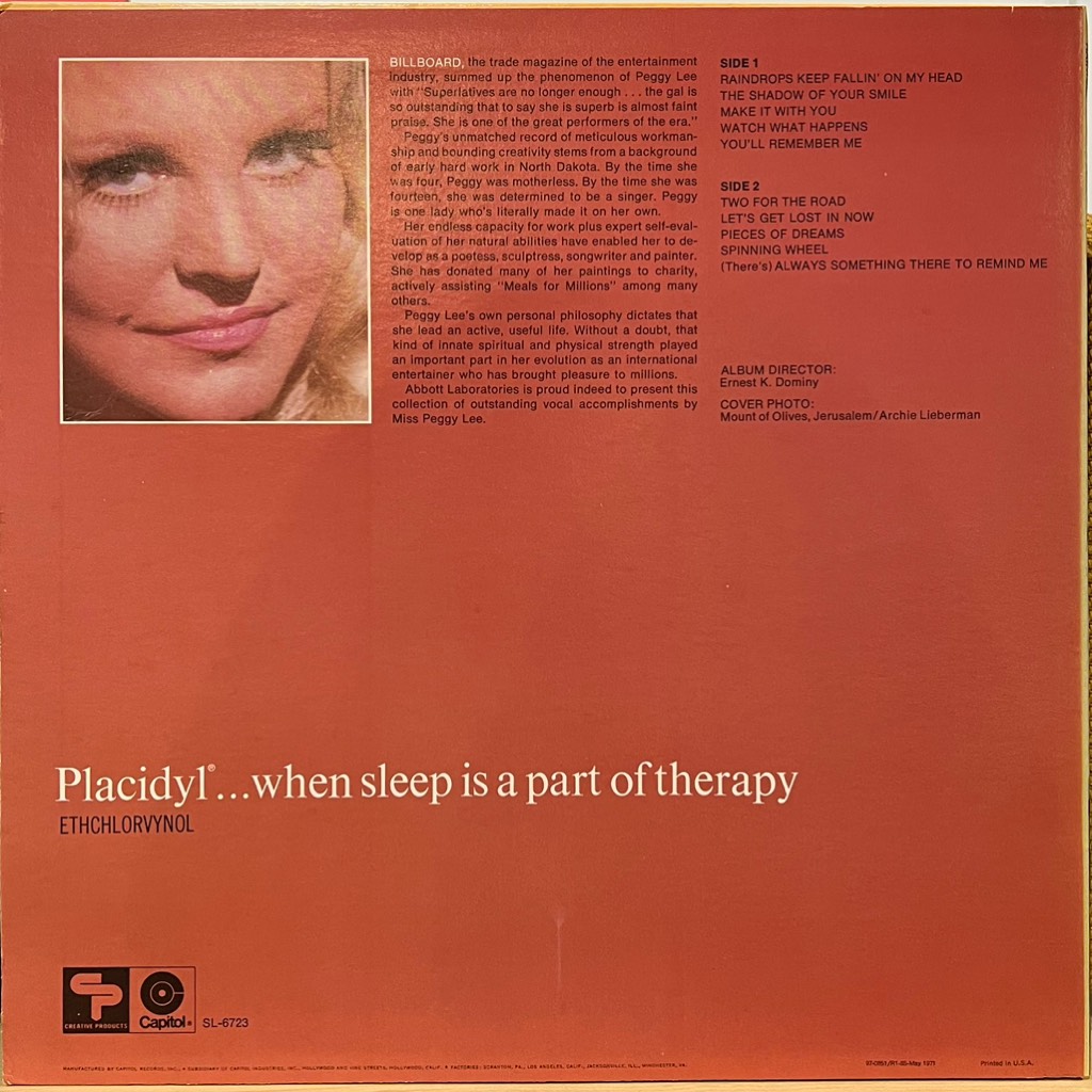vinyl Peggy Lee – Raindrops