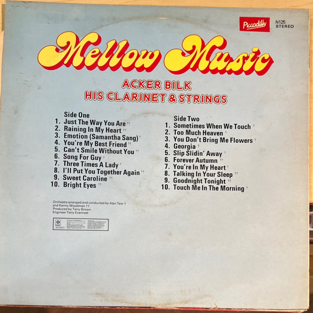 vinyl Acker Bilk His Clarinet & Strings – Mellow Music 20 All Time Greats