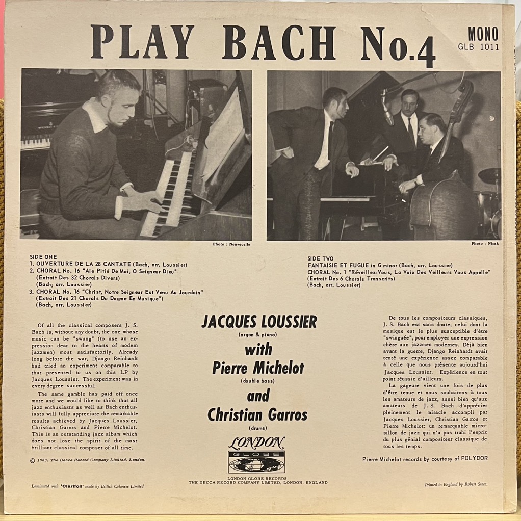 vinyl Jacques Loussier / Christian Garros / Pierre Michelot – Play Bach No. 4