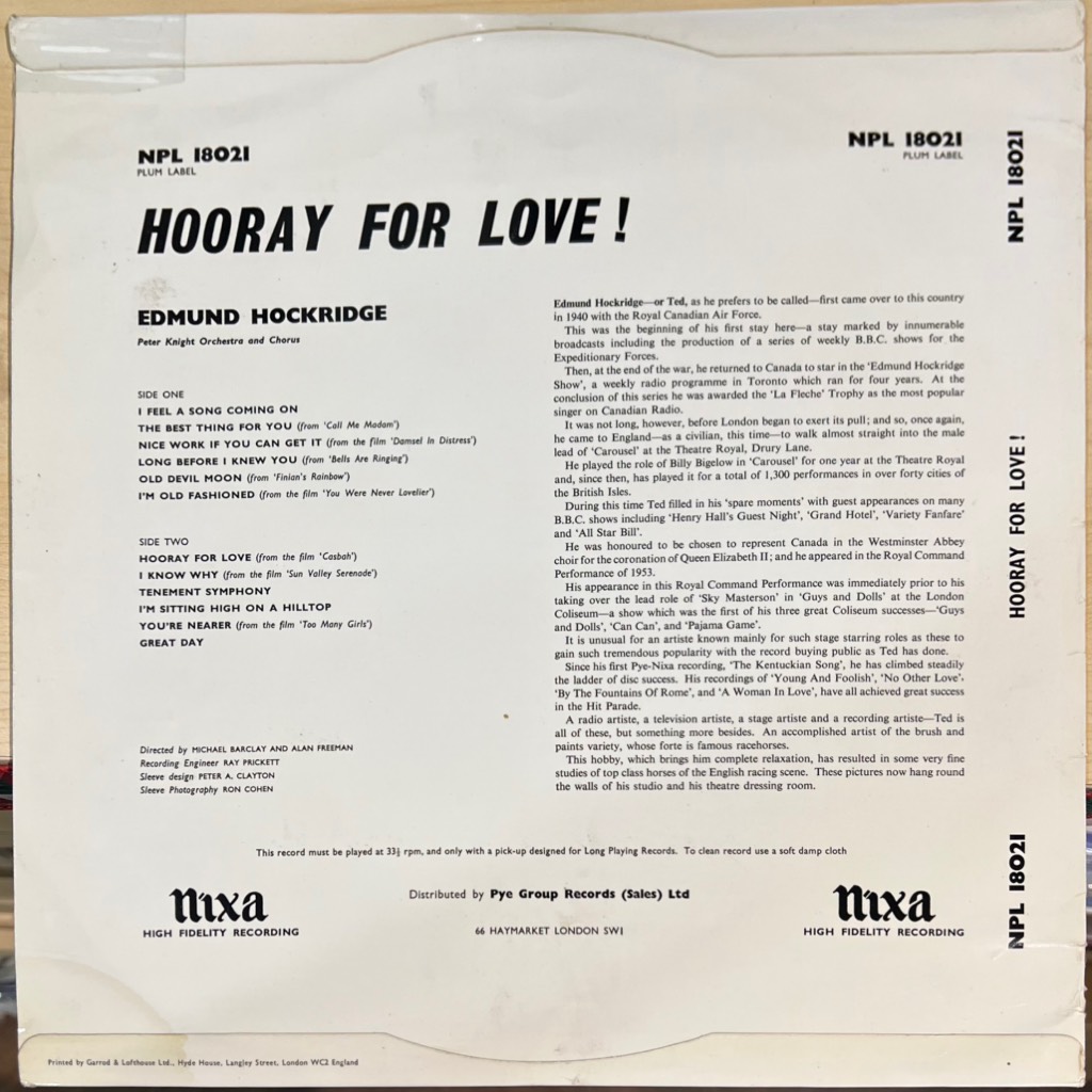 vinyl Edmund Hockridge – Hooray For Love!