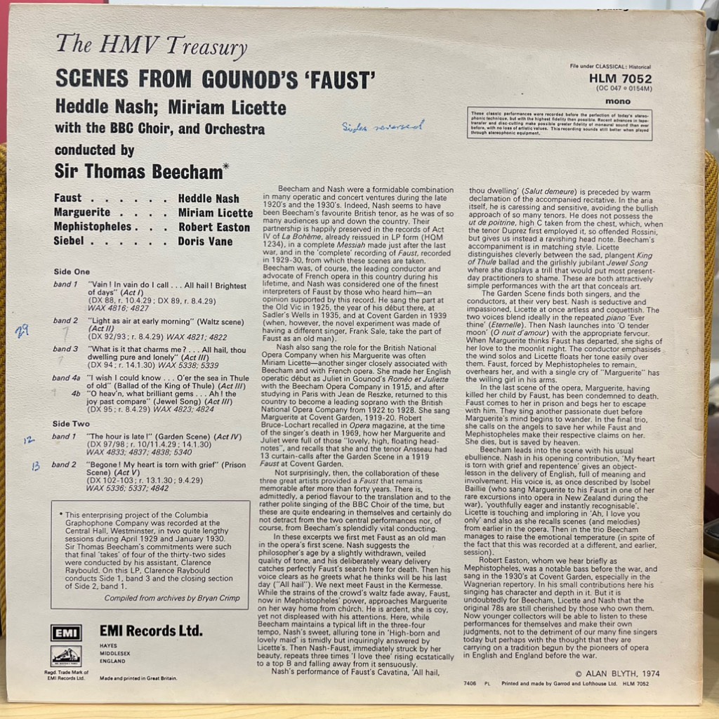 vinyl Sir Thomas Beecham, Gounod*, Heddle Nash, Miriam Licette – Scenes From Gounod's 'Faust'