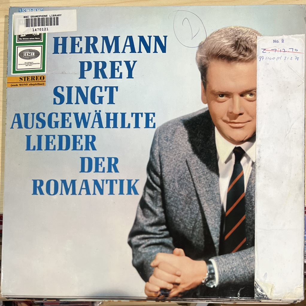 vinyl Hermann Prey – Singt Ausgewählte Lieder Der Romantik