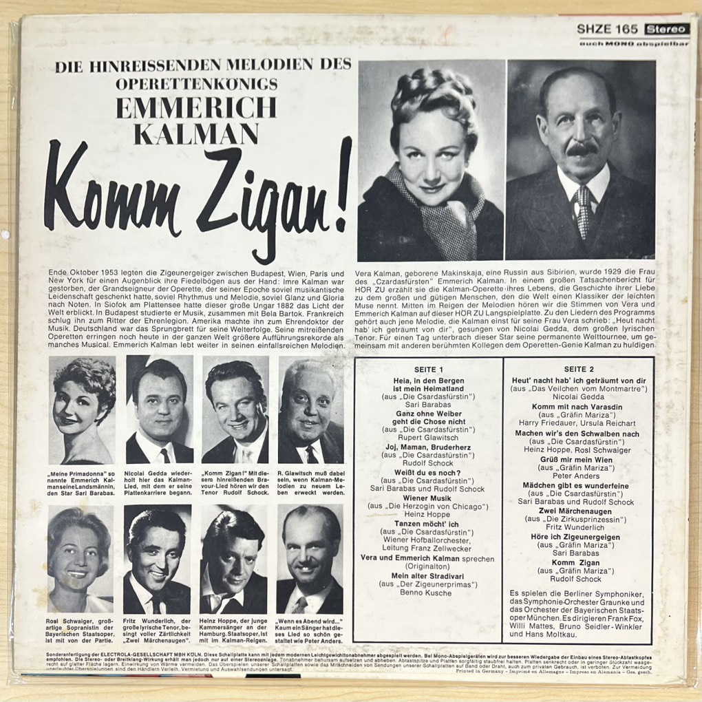 vinyl Komm Zigan! (Die Hinreissenden Melodien Des Operettenkönigs Emmerich Kalman)