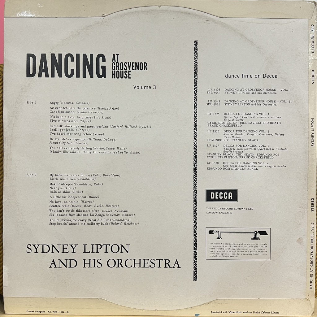 vinyl Sydney Lipton And His Orchestra – Dancing At Grosvenor House Volume 3