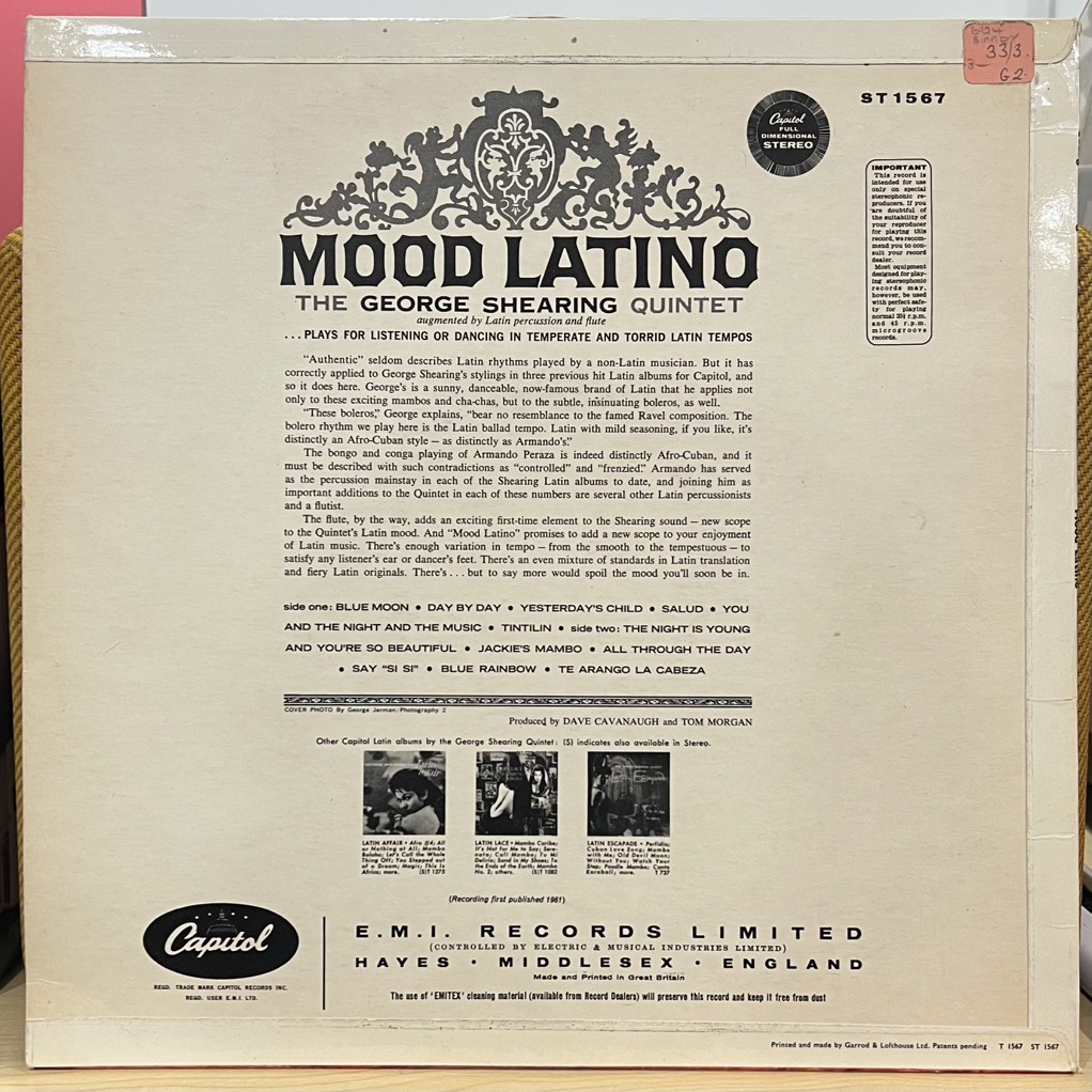 vinyl The George Shearing Quintet  Mood Latino