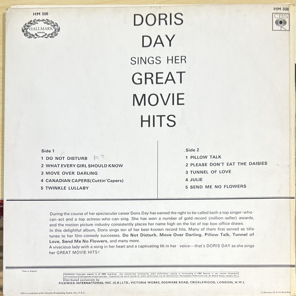vinyl Doris Day – Sings Her Great Movie Hits