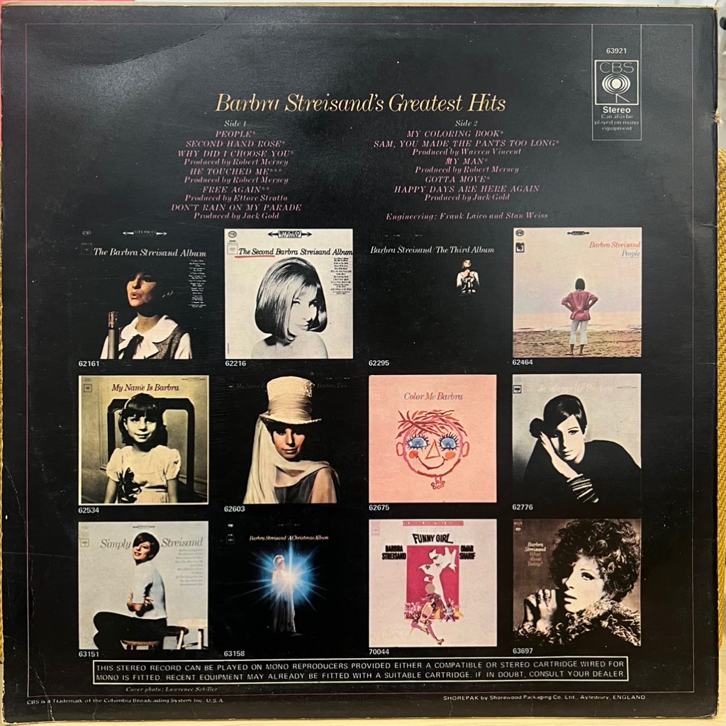 thuê vinyl Barbra Streisand – Barbra Streisand's Greates