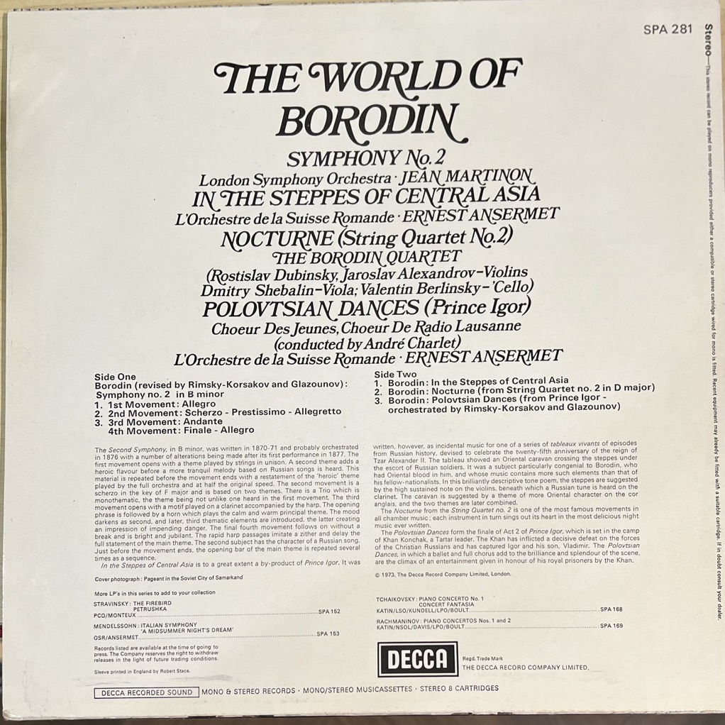 vinyl Borodin – The World Of Borodin: Symphony No. 2 ∙ In The Steppes Of Central Asia ∙ Nocturne ∙ Polovtsian Dances