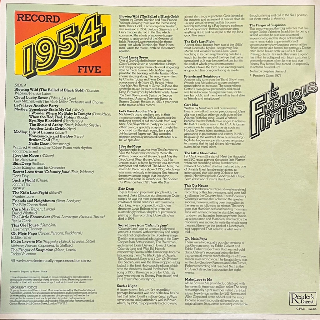 vinyl Various – The Fabulous Fifties - 1954