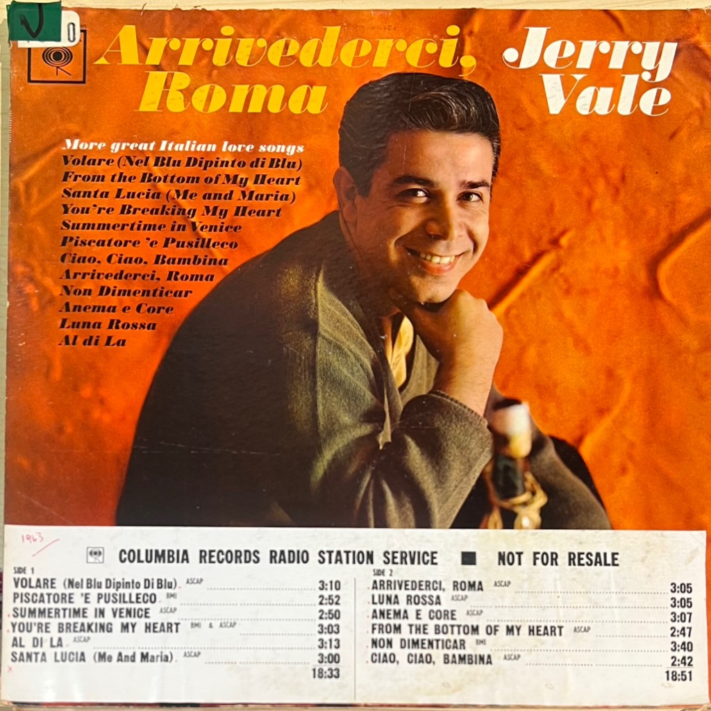 thuê vinyl Jerry Vale – Arrivederci, Roma