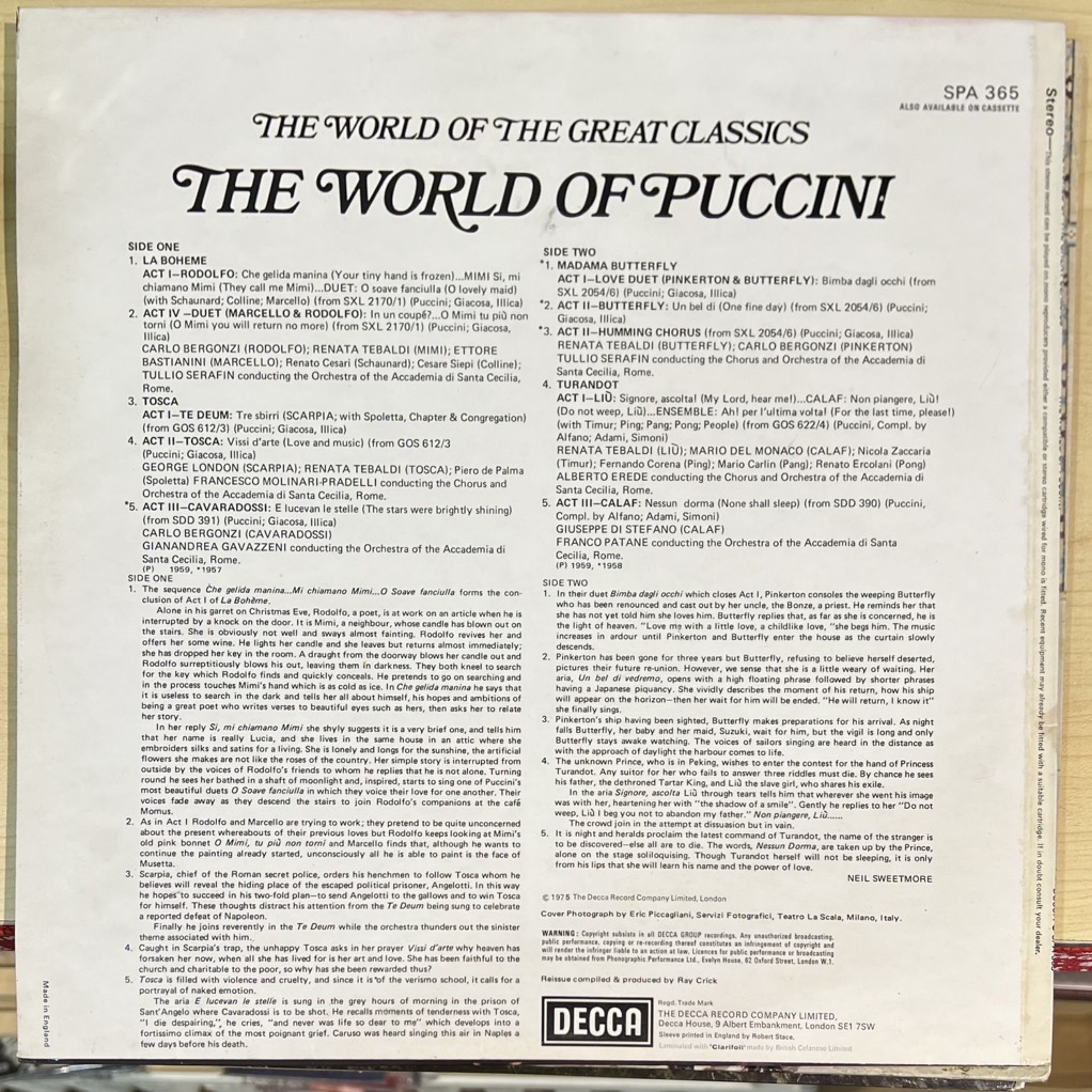 vinyl Puccini – The World Of Puccini