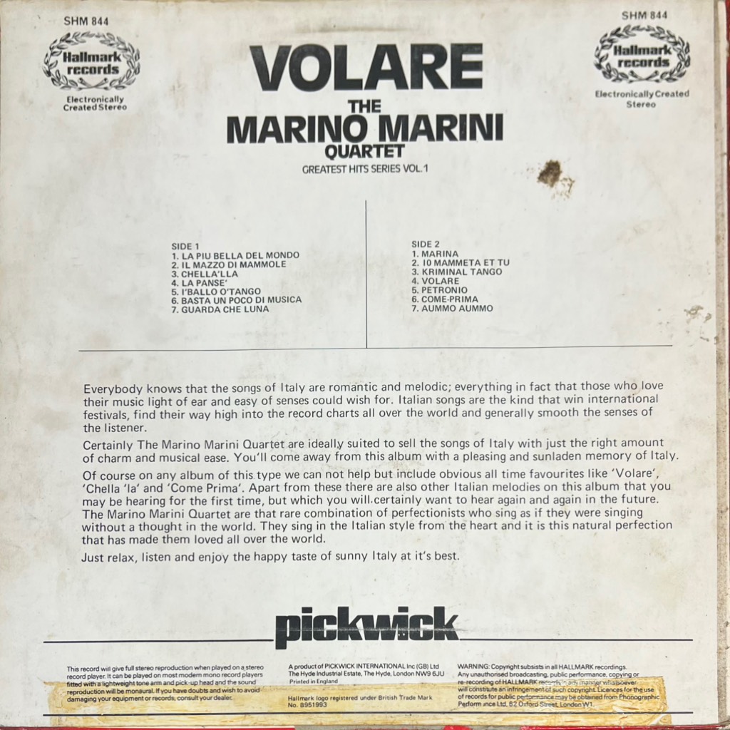 vinyl The Marino Marini Quartet – Volare