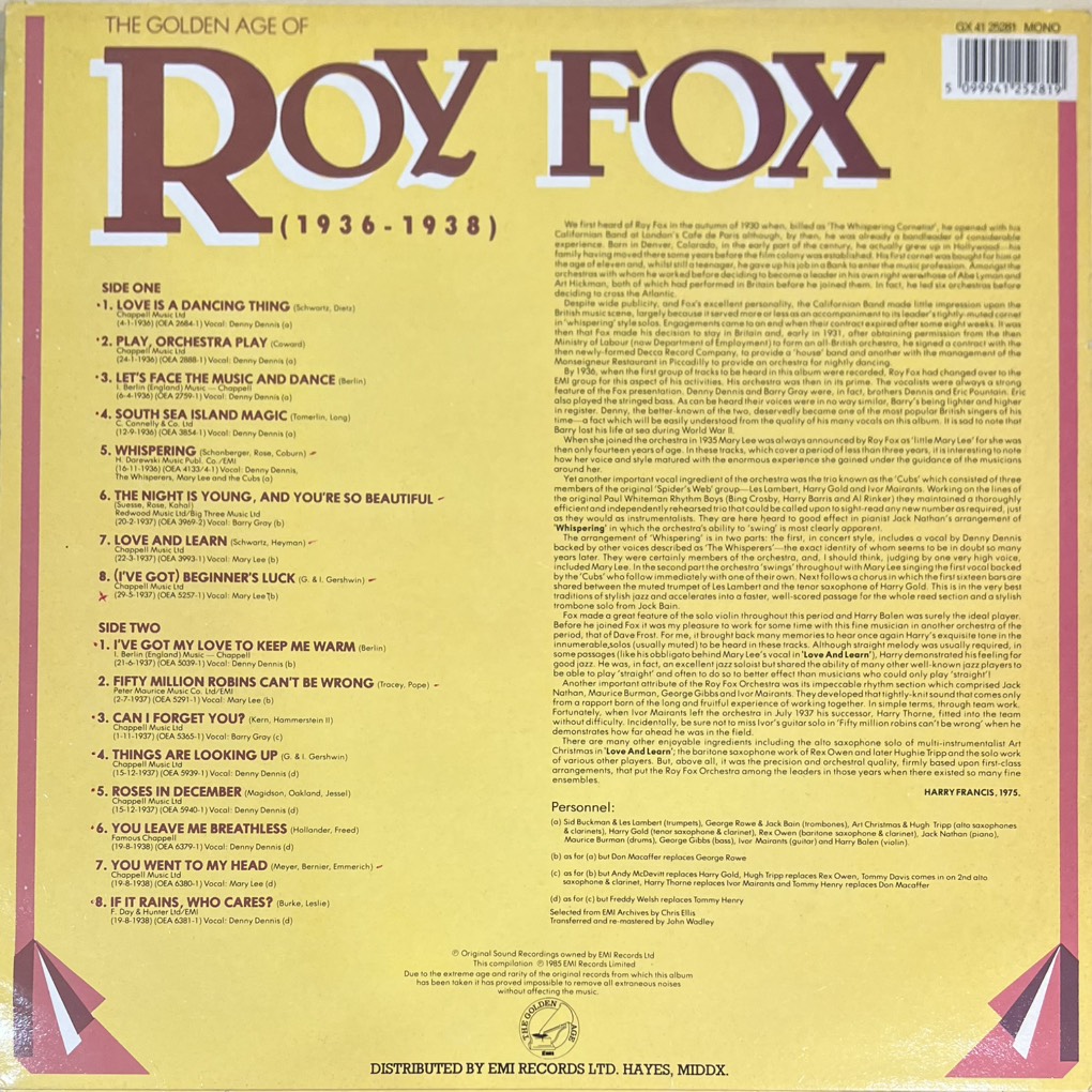 vinyl Roy Fox & His Band – The Golden Age Of Roy Fox