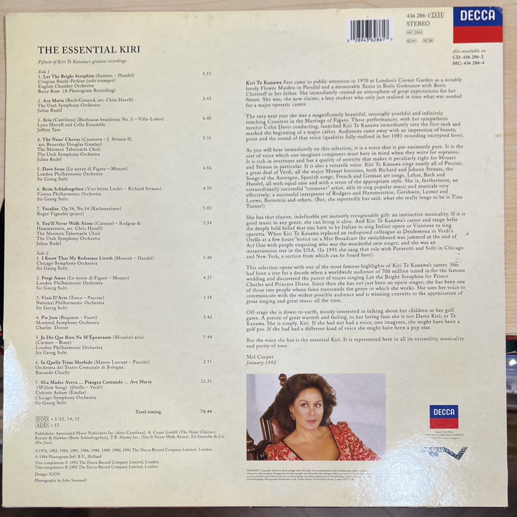 vinyl Kiri Te Kanawa – The Essential Kiri - 15 Of Her Greatest Recordings