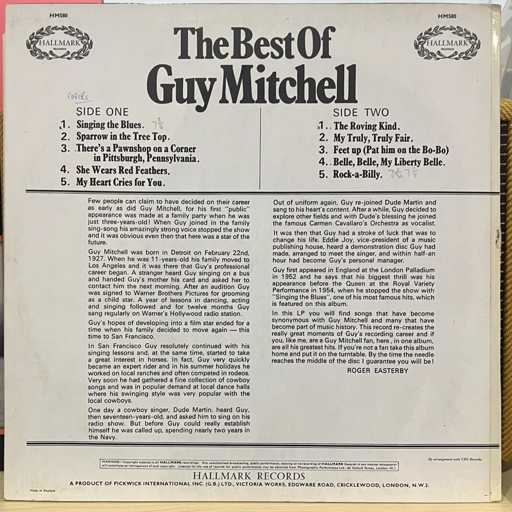thuê vinyl Guy Mitchell – The Best Of Guy Mitchell