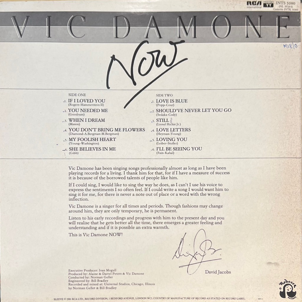 vinyl Vic Damone – Now