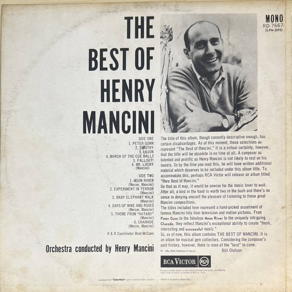 vinyl Henry Mancini – The Best Of Mancini