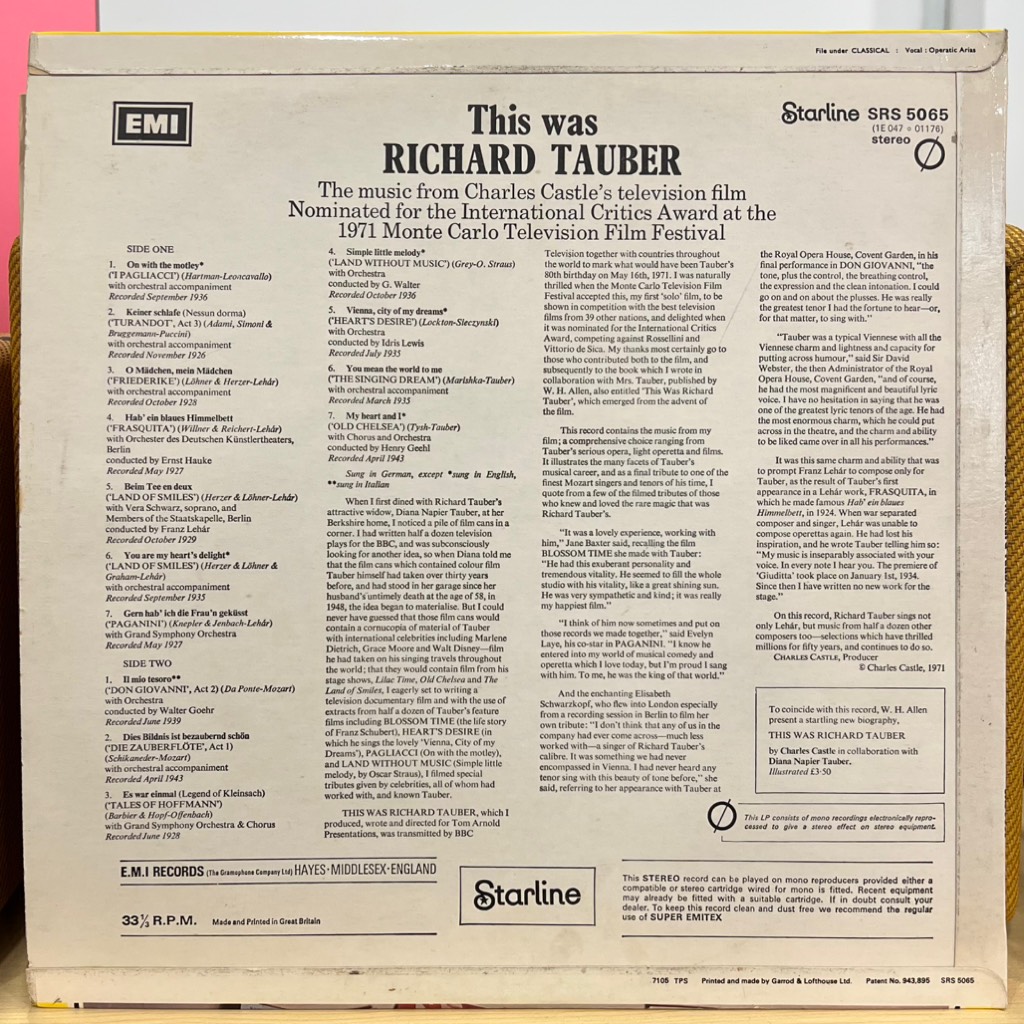 vinyl Richard Tauber – This Was Richard Tauber