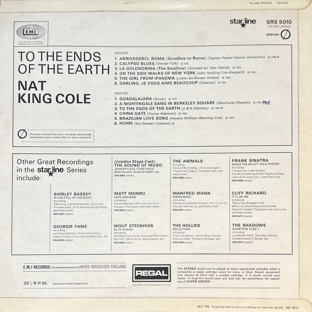 vinyl Nat King Cole – To The Ends Of The Earth