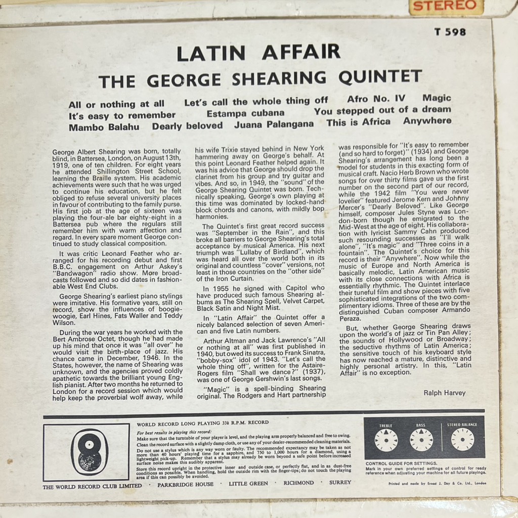 vinyl George Shearing – A Latin Affair