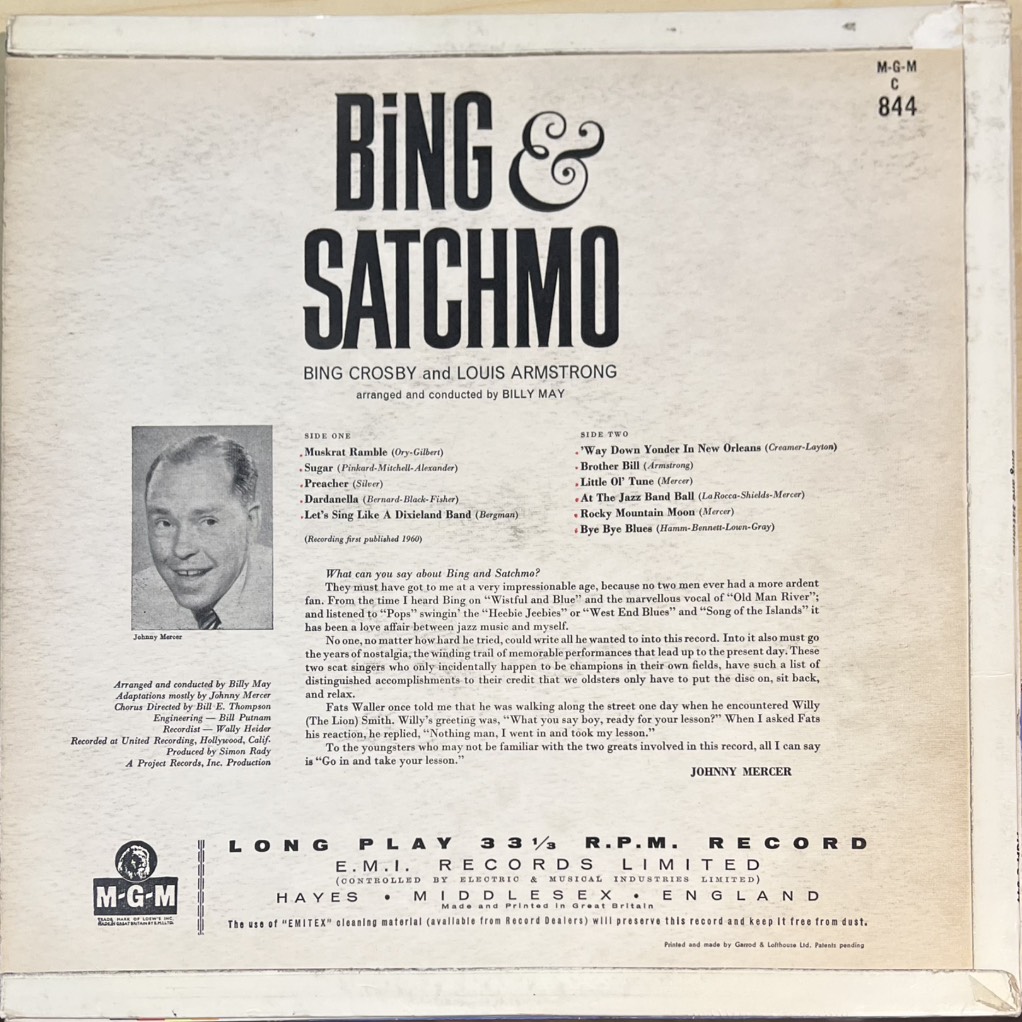 vinyl Bing Crosby And Louis Armstrong – Bing And Satchmo
