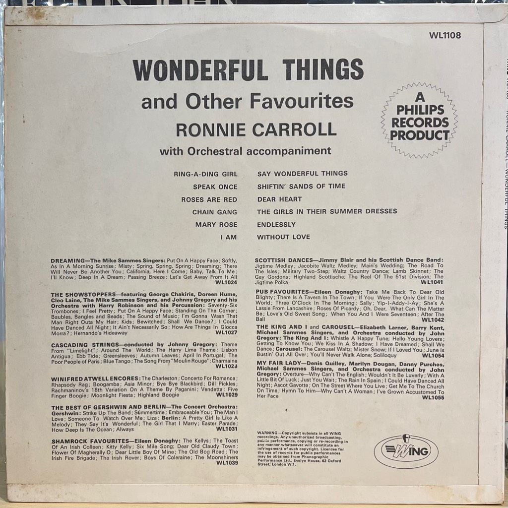 vinyl Ronnie Carroll – Wonderful Things And Other Favourites