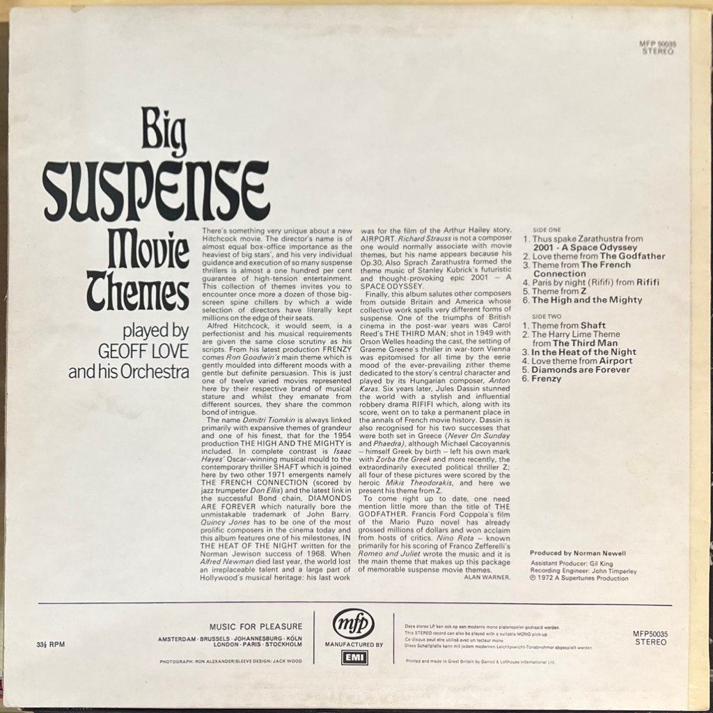 vinyl Geoff Love And His Orchestra – Big Suspense Movie Themes