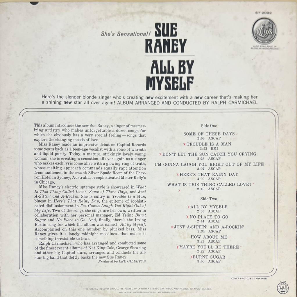 vinyl Sue Raney – All By Myself
