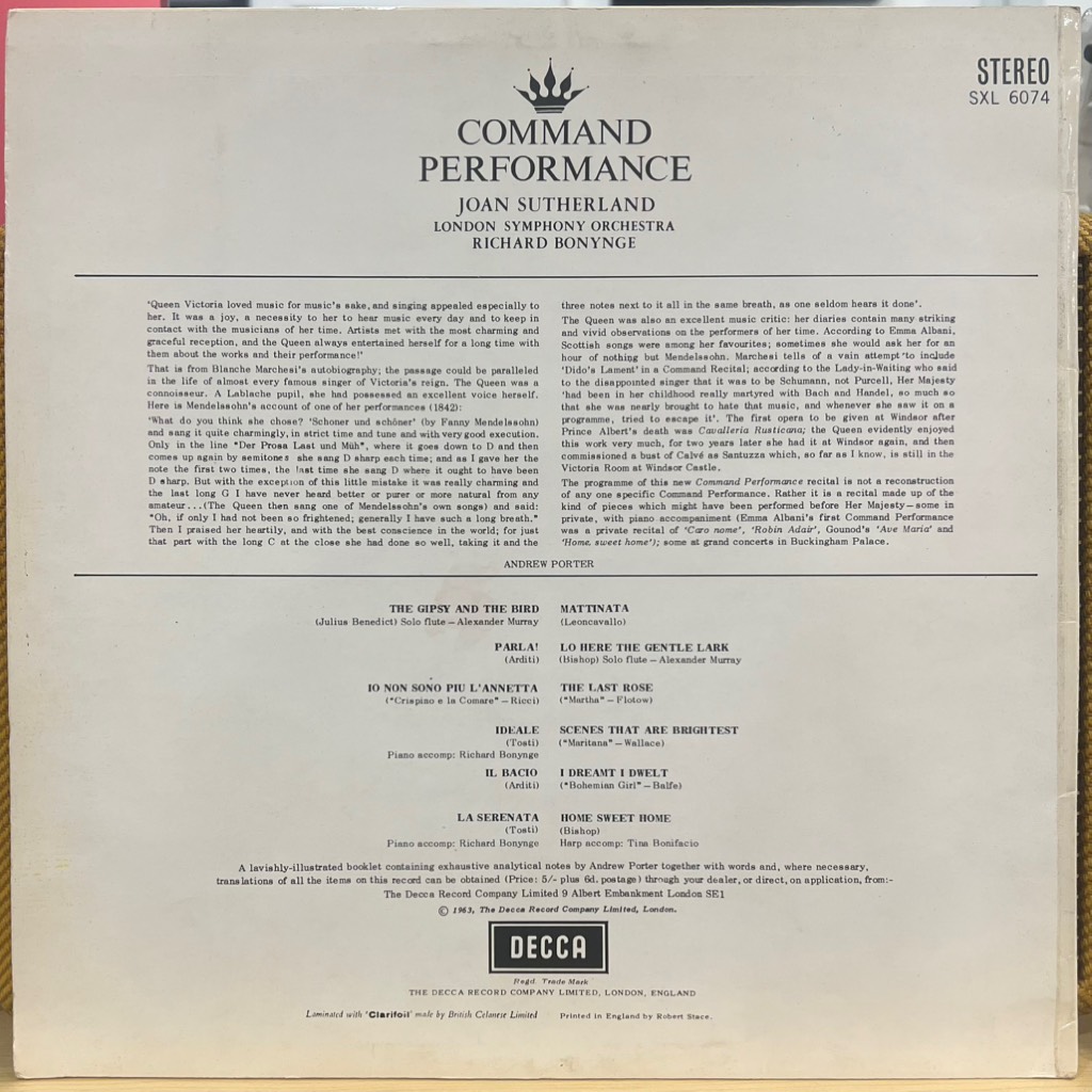 thuê vinyl Joan Sutherland – Command Performance Volume 2