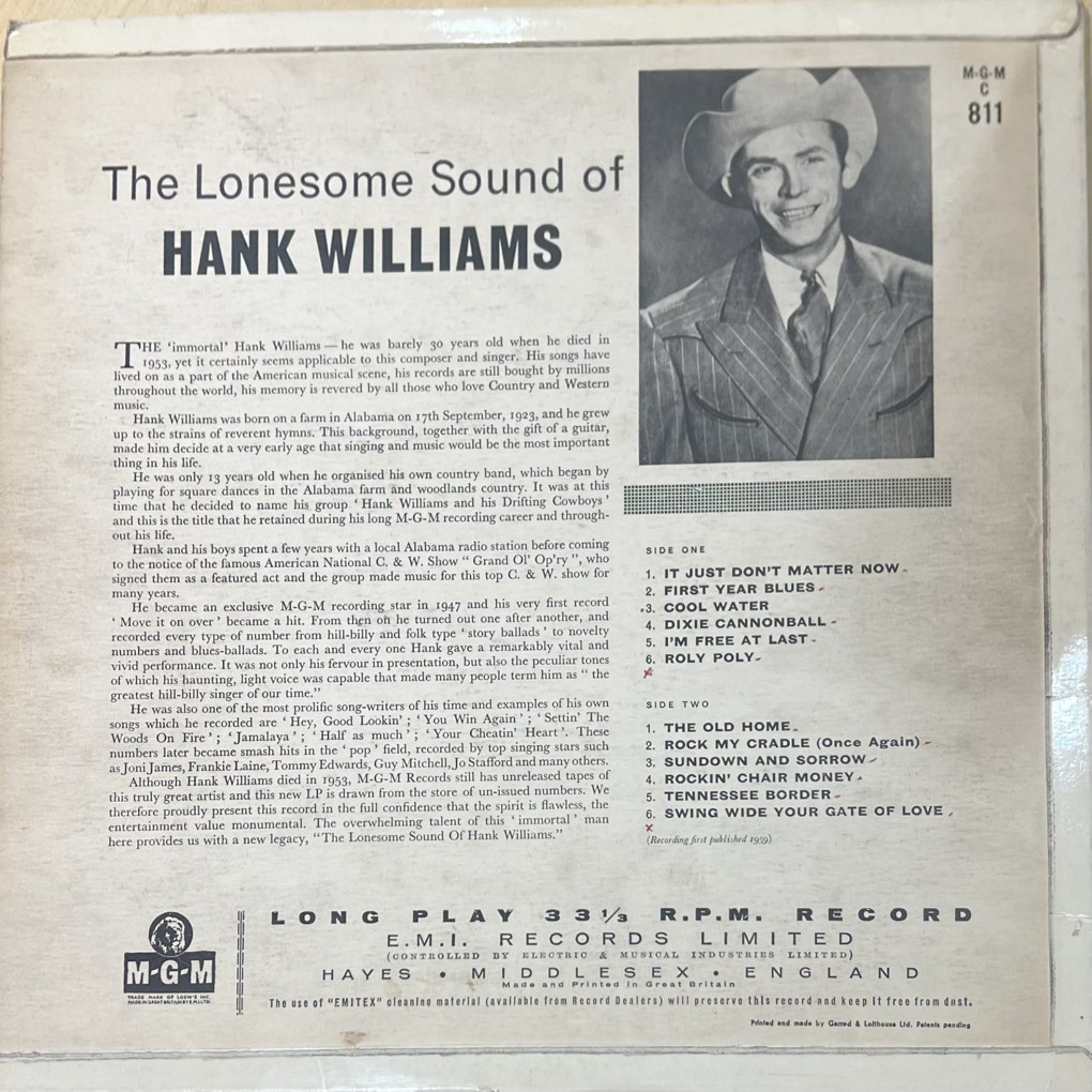 vinyl Hank Williams – The Lonesome Sound Of Hank Williams