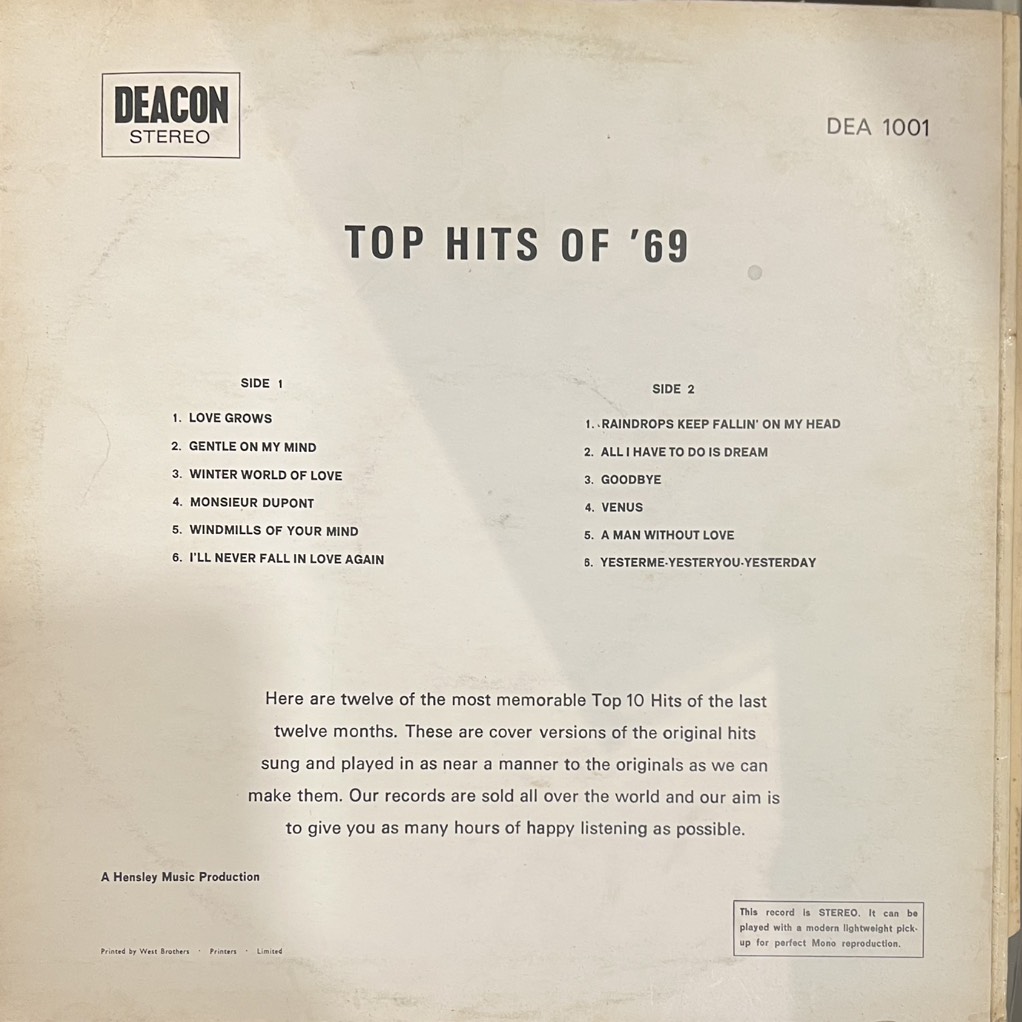 thuê vinyl Unknown Artist – Top Hits Of '69