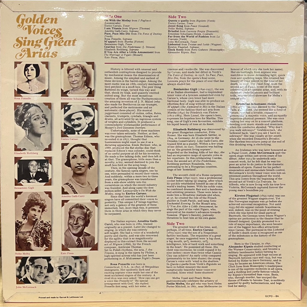 vinyl Golden Voices Sing Great Arias