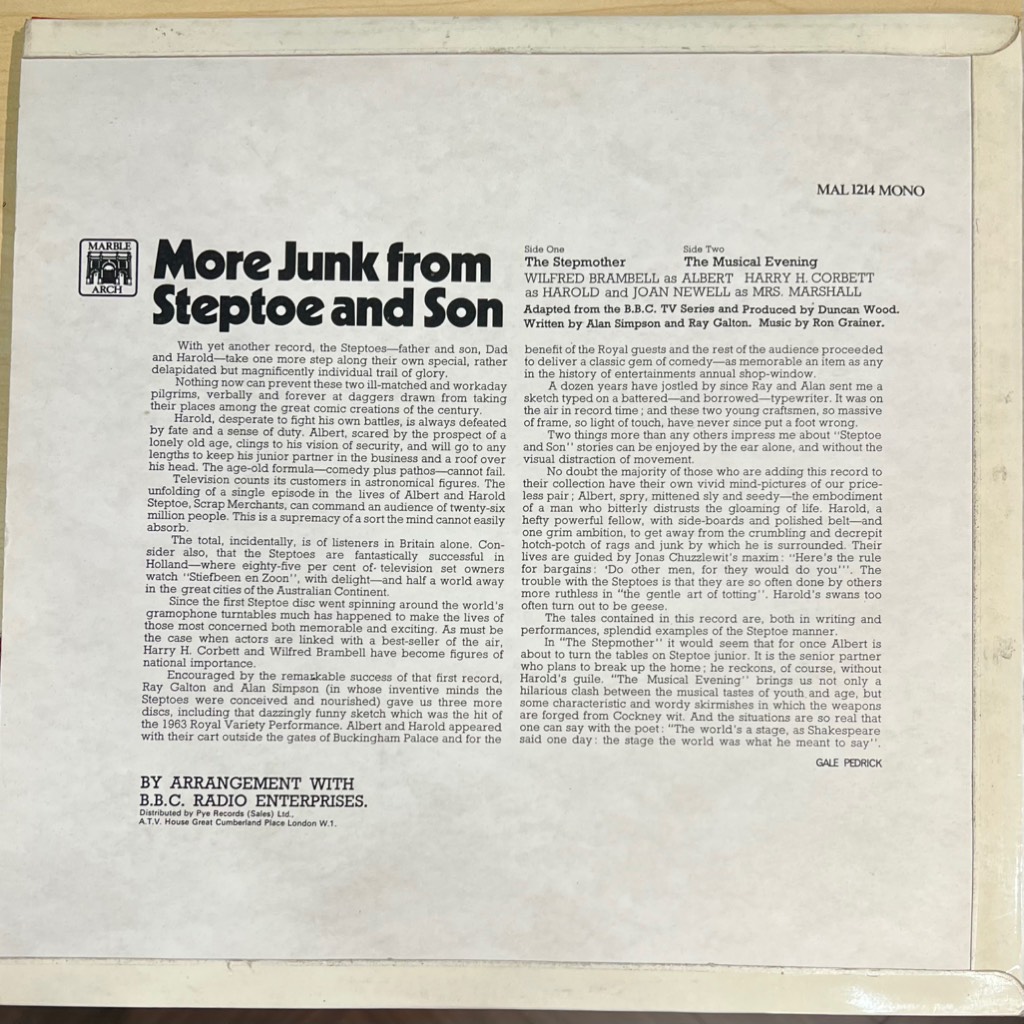 vinyl Wilfrid Brambell And Harry H. Corbett – More Junk From Steptoe And Son