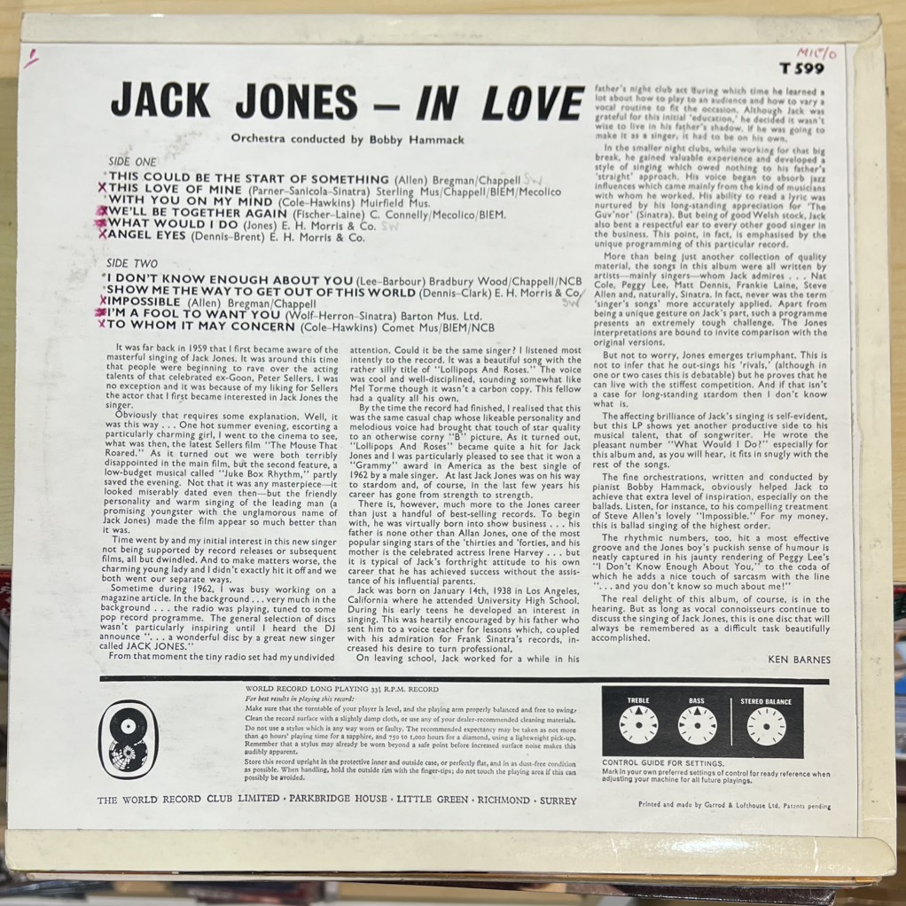 vinyl Jack Jones – In Love