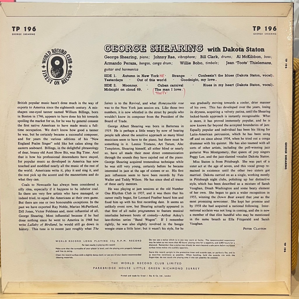 vinyl George Shearing With Dakota Staton