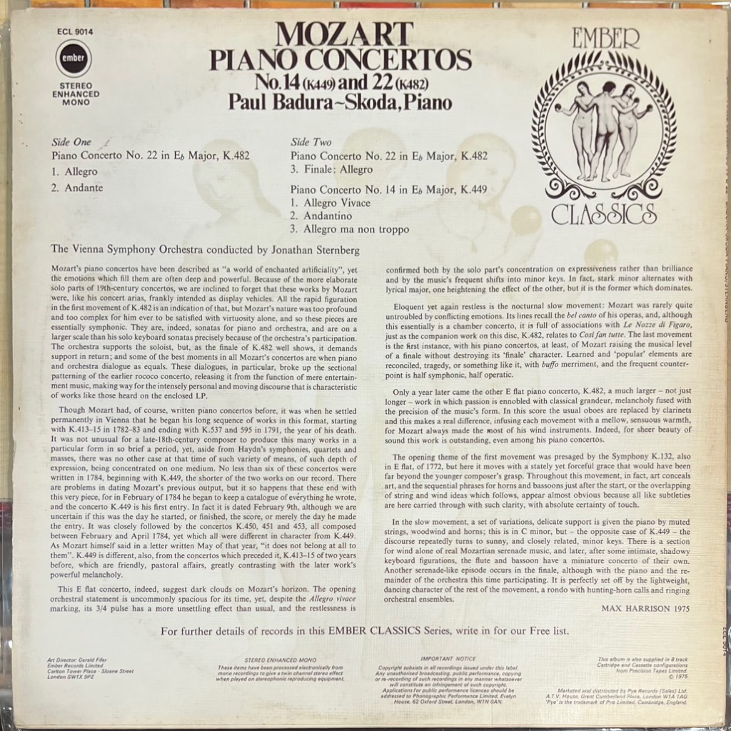 vinyl Paul Badura~Skoda, Vienna Symphony Orchestra, Jonathan Sternberg – Mozart Piano Concertos, No. 14 & 22