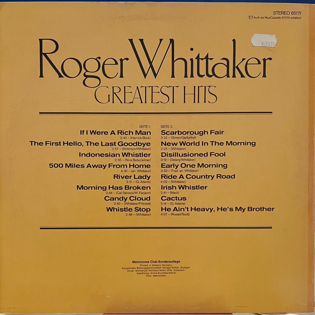 vinyl Roger Whittaker – Greatest Hits