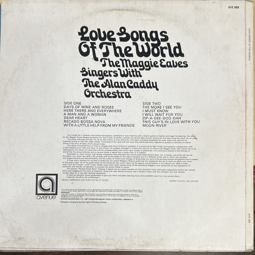 thuê vinyl The Maggie Eaves Singers With The Alan Caddy Orchestra – Love Songs Of The World